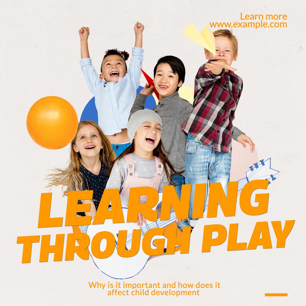 Learning through play Instagram post template, editable text