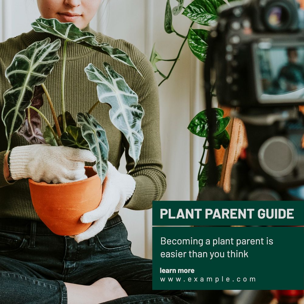 Plant parent guide Instagram post template, editable text