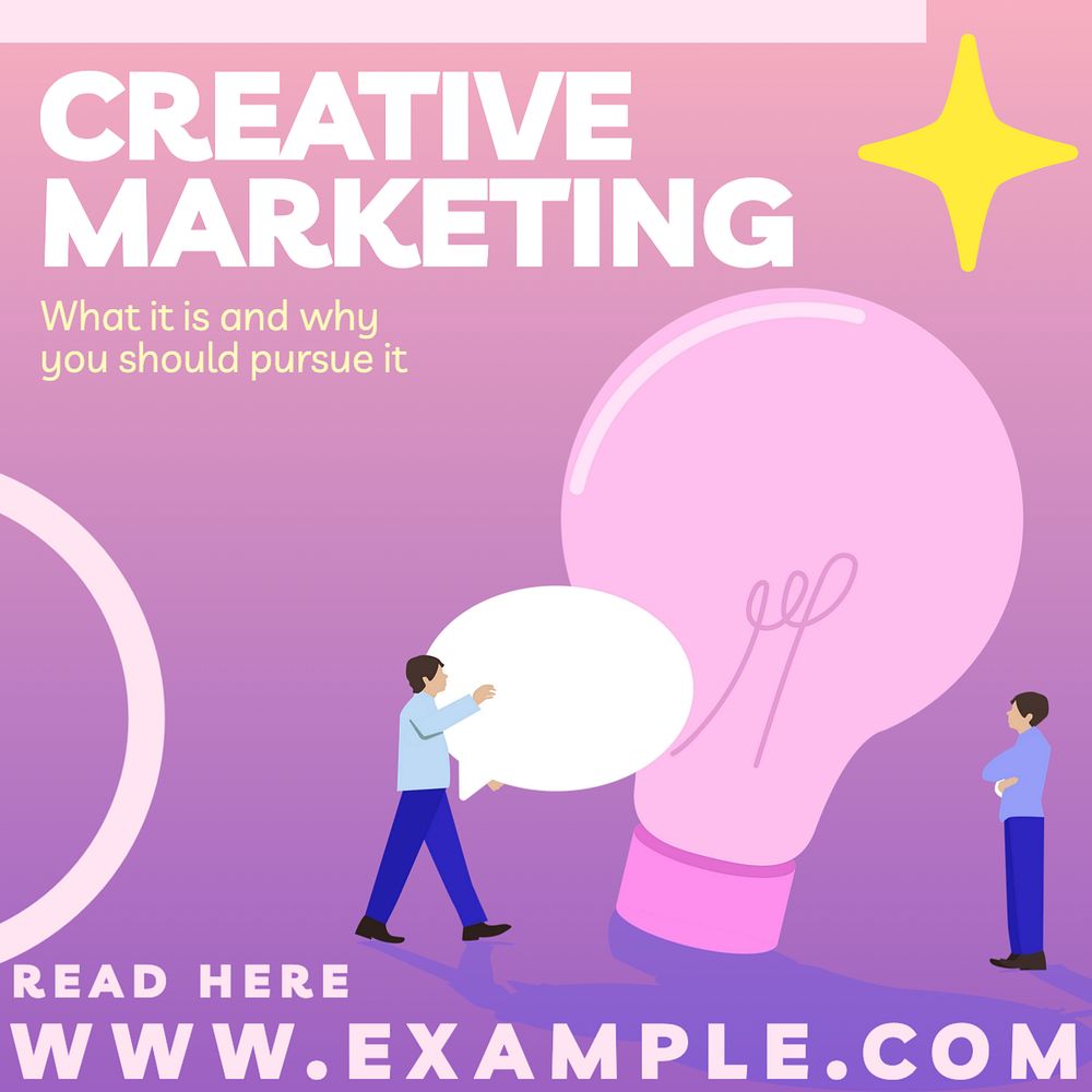 Creative marketing Instagram post template, editable text