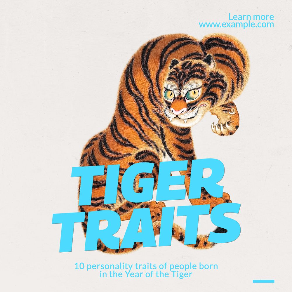 Year of Tiger Instagram post template, editable text