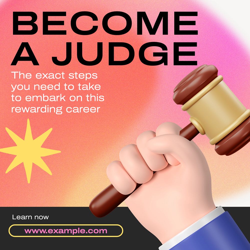 Become a judge Instagram post template, editable text