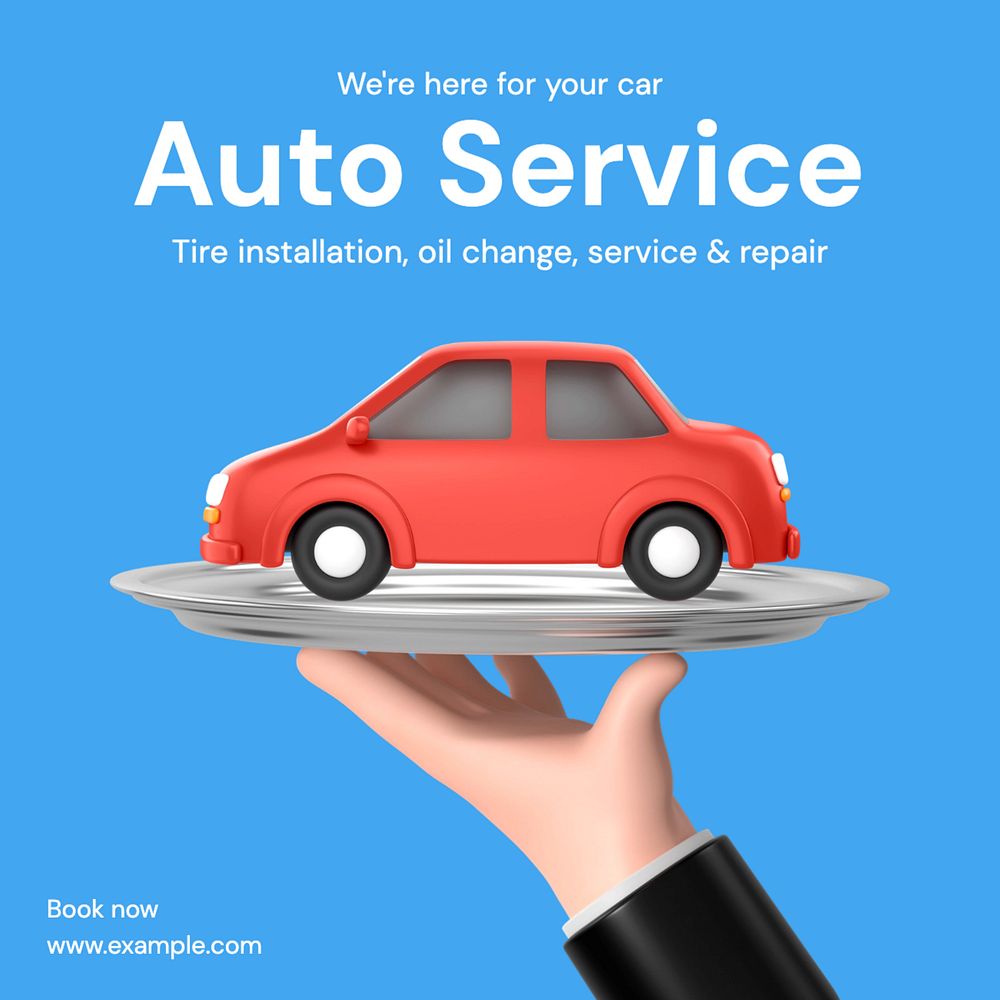 Auto service Instagram post template, editable text