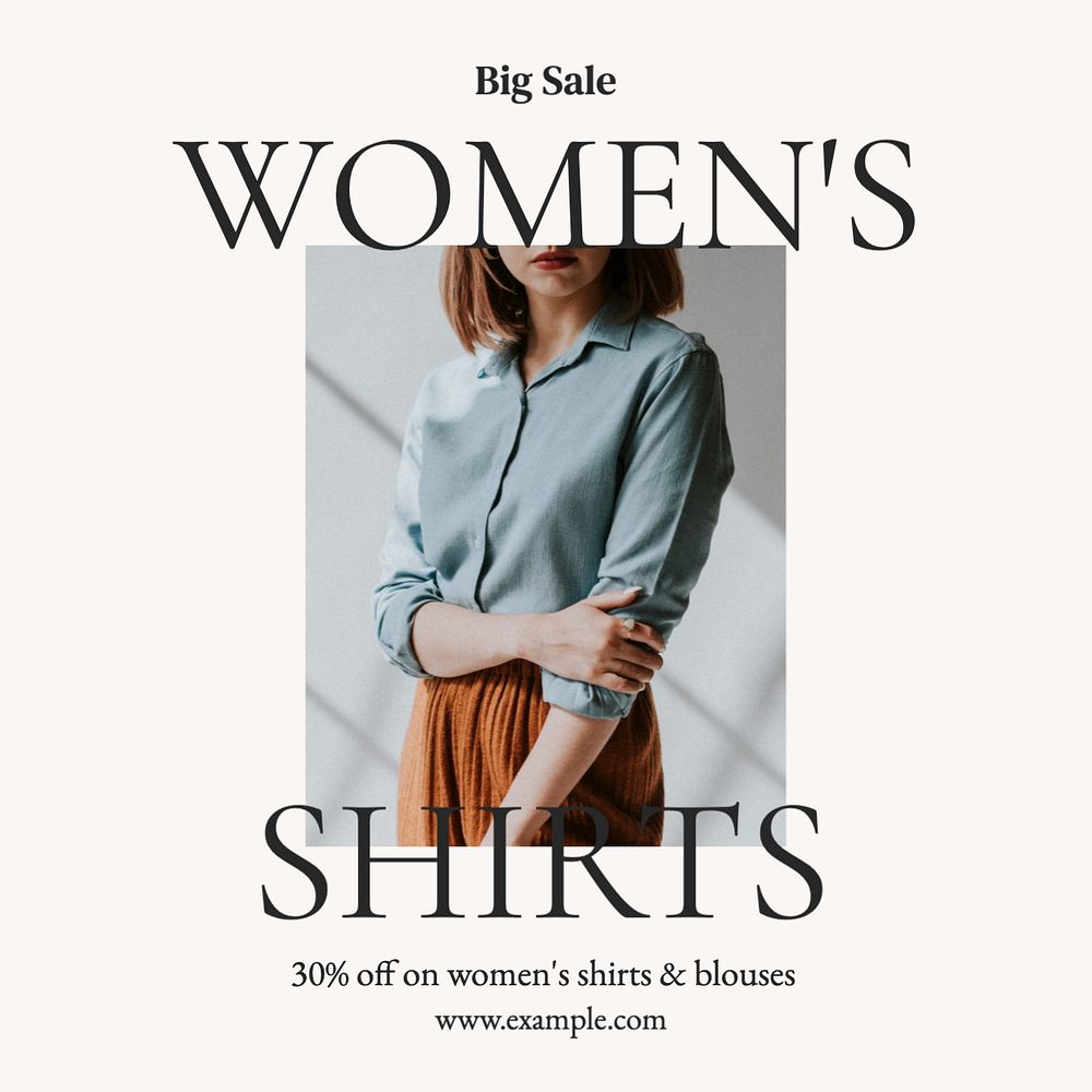 Women's shirts Instagram post template, editable text