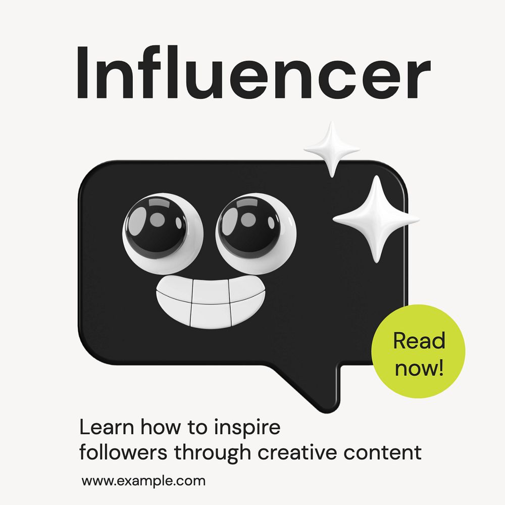 Influencer Instagram post template, editable text