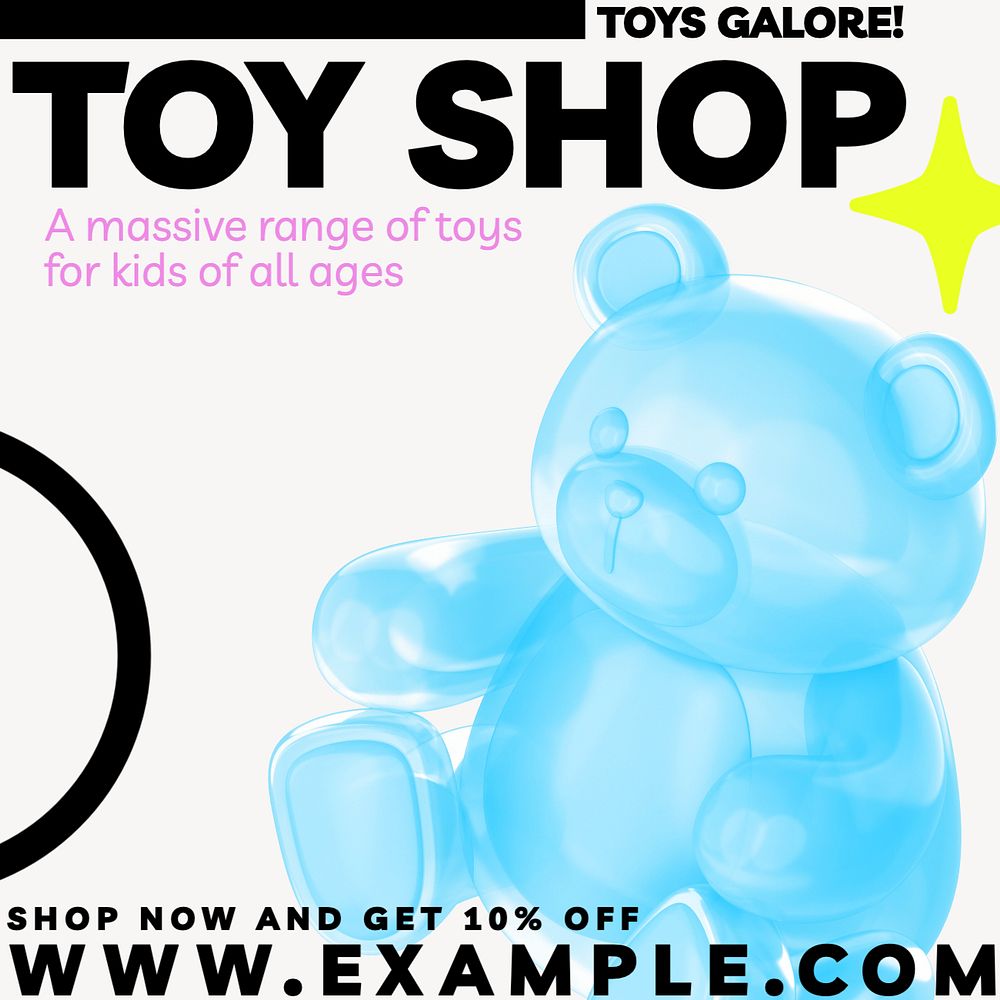 Toy shop Instagram post template, editable text