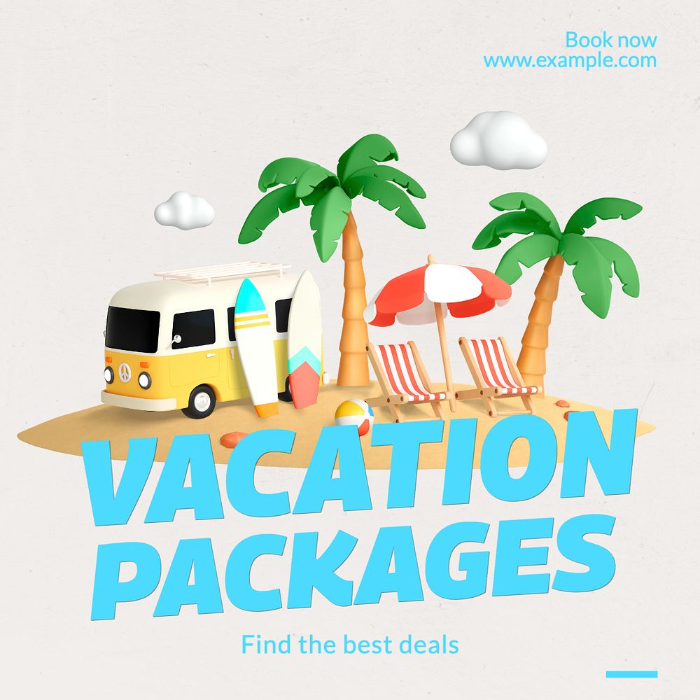 Vacation packages Instagram post template, editable text