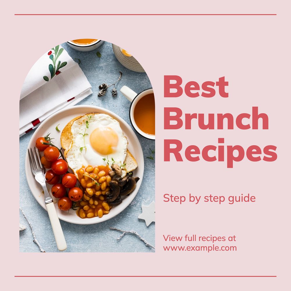 Brunch recipes Instagram post template, editable text