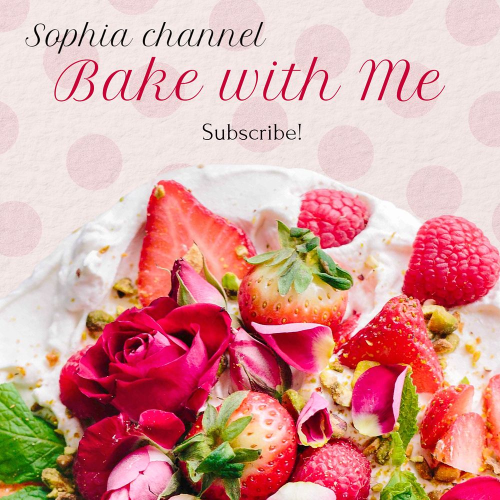 Baking tutorial Instagram post template, editable text