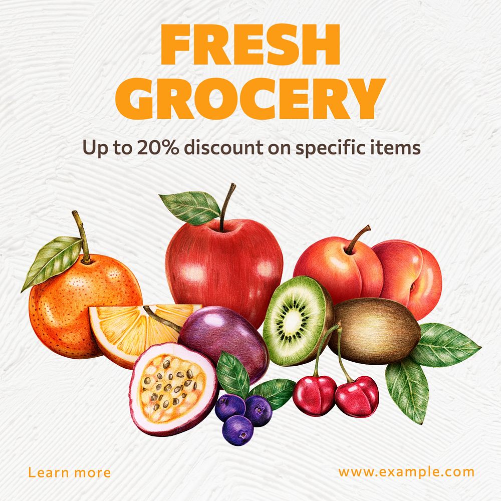 Fresh Grocery Instagram post template, editable text