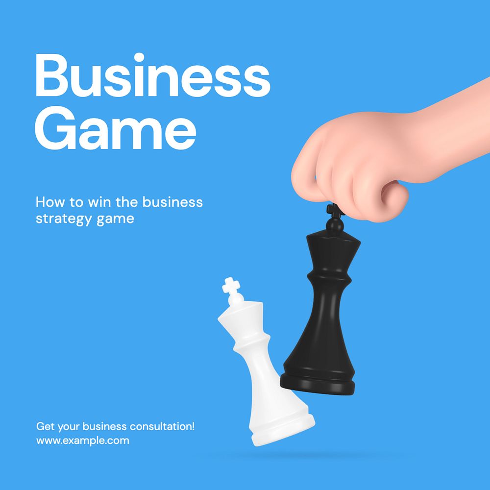 Business game Instagram post template, editable text