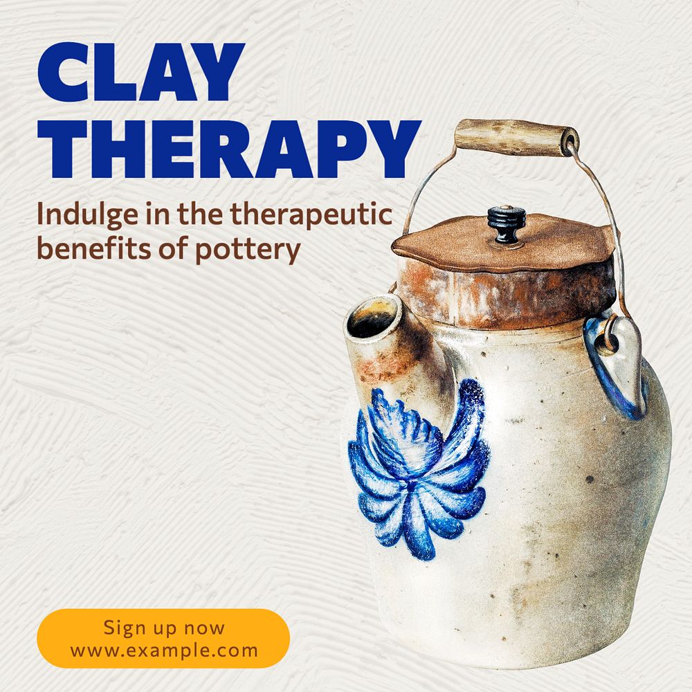 Clay therapy Instagram post template, editable text