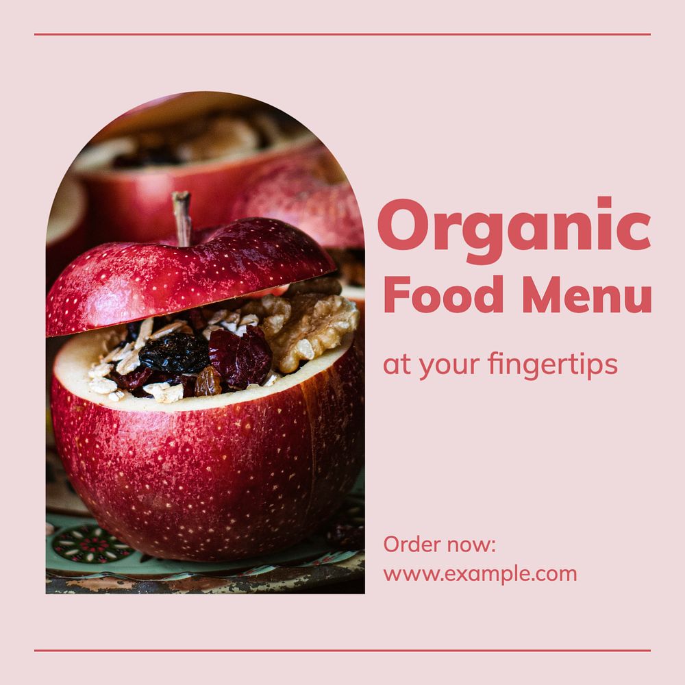 Organic food menu Instagram post template, editable text