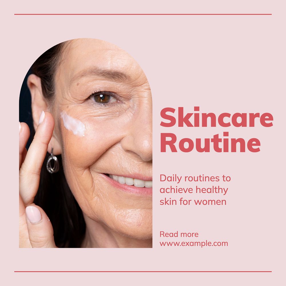 Skincare routine Instagram post template, editable text