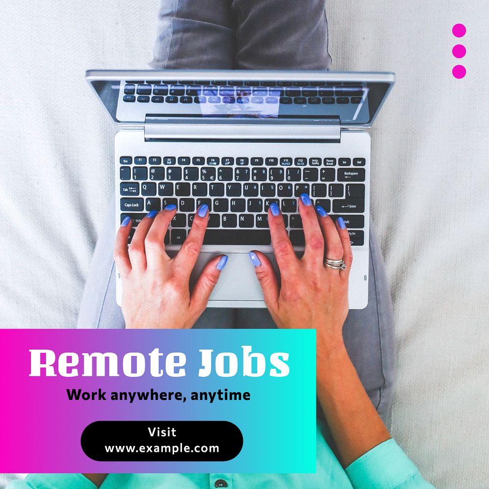 Remote jobs Instagram post template, editable text