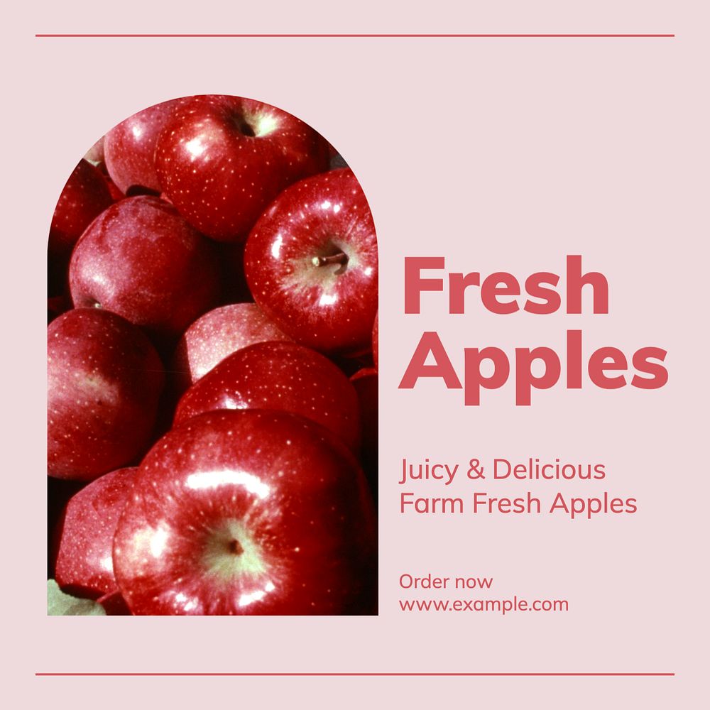 Red apples recipes Instagram post template, editable text