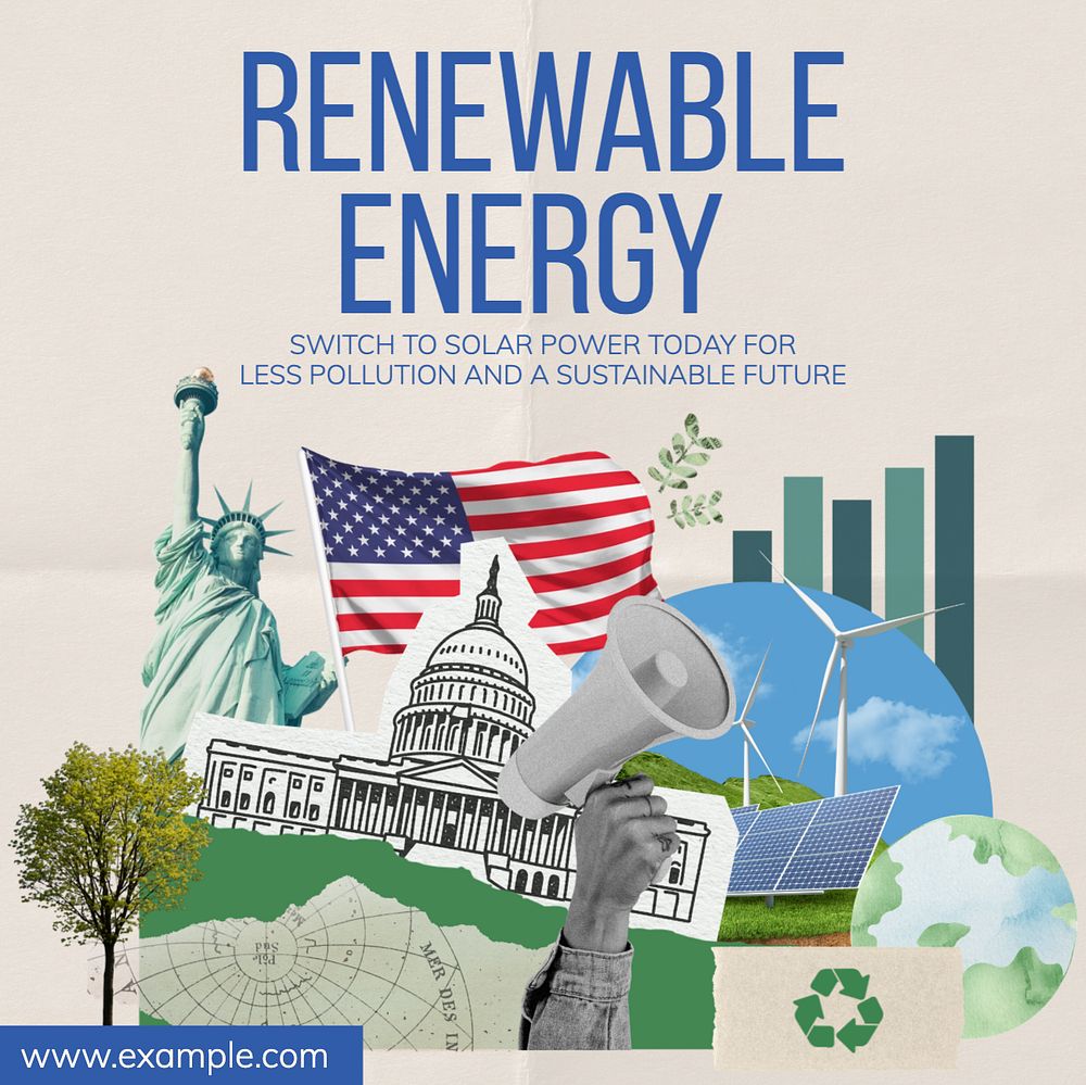 Renewable energy Instagram post template, editable text