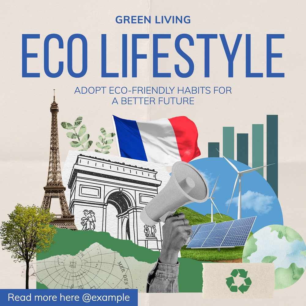 Eco lifestyle Instagram post template, editable text