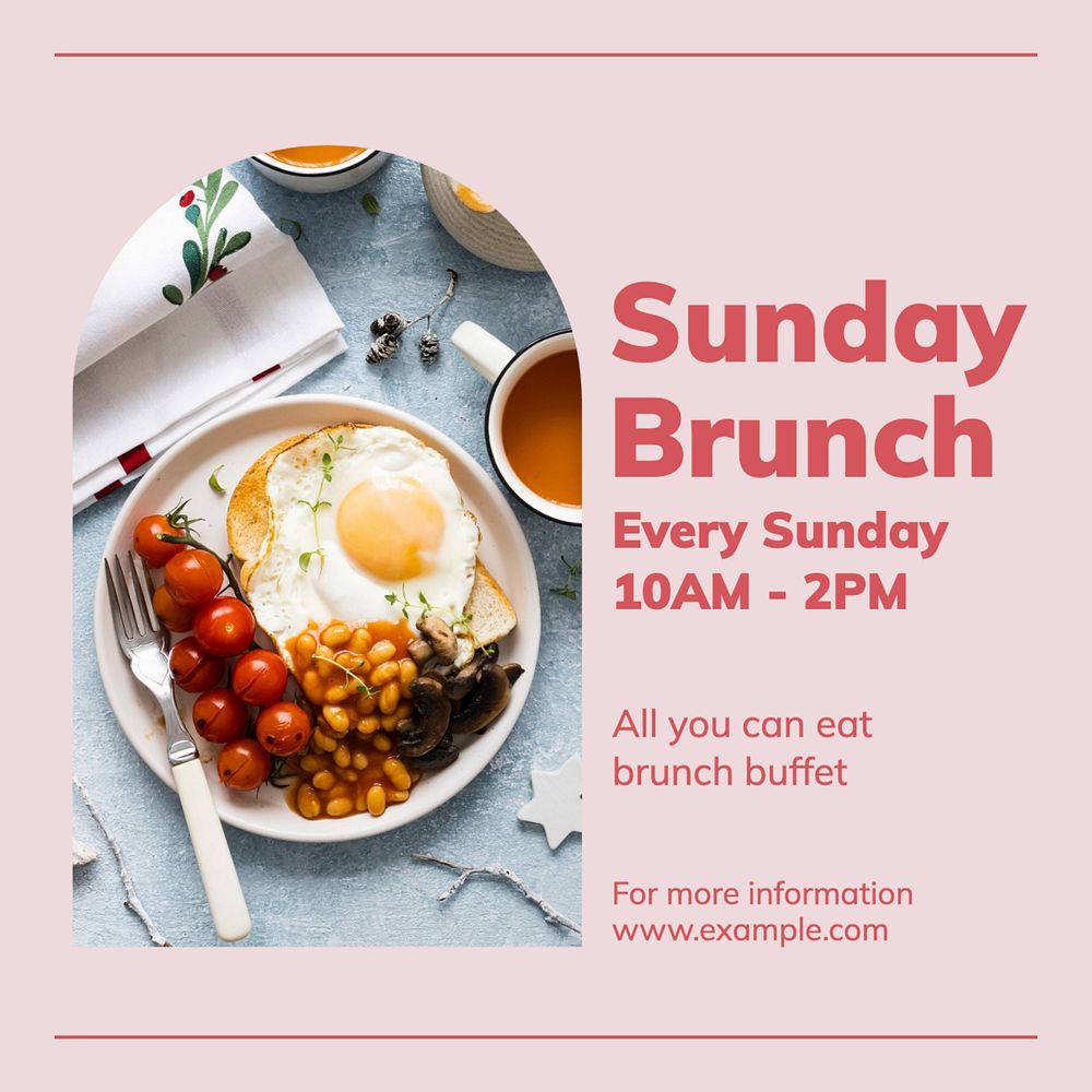 Sunday brunch Instagram post template, editable text