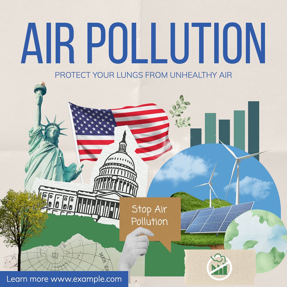 Air pollution Instagram post template, editable text