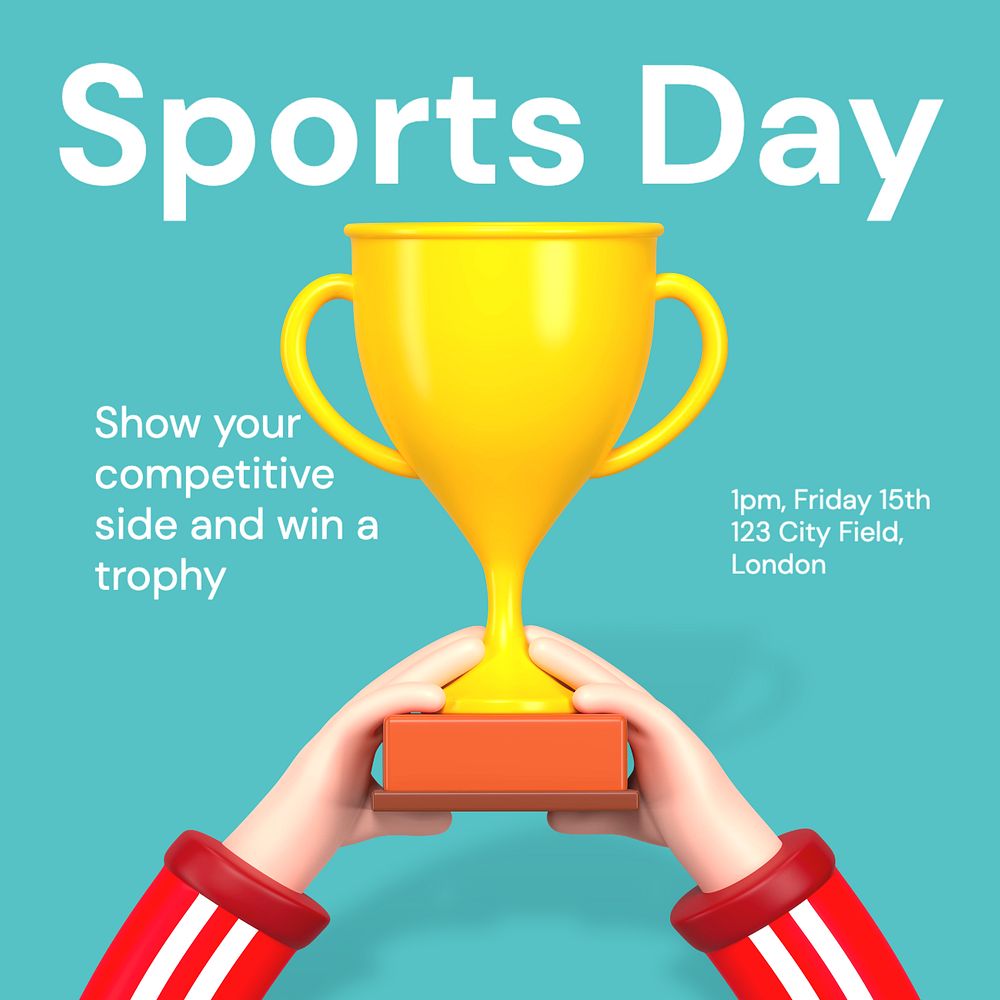 Sports day Instagram post template, editable text