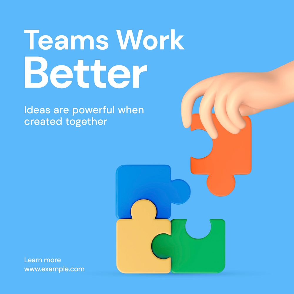 Teamwork Instagram post template, editable text