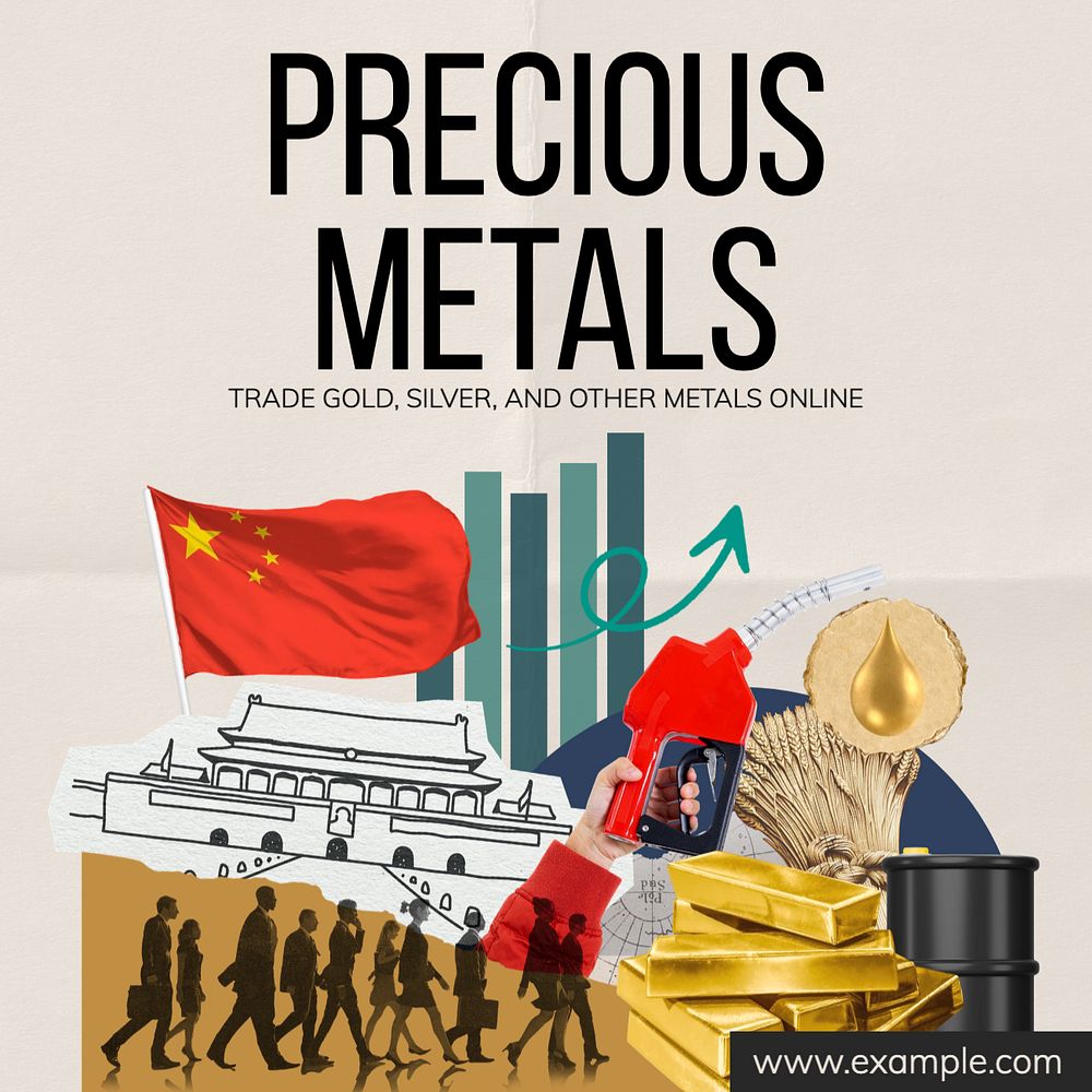 Precious metal trade Instagram post template, editable text