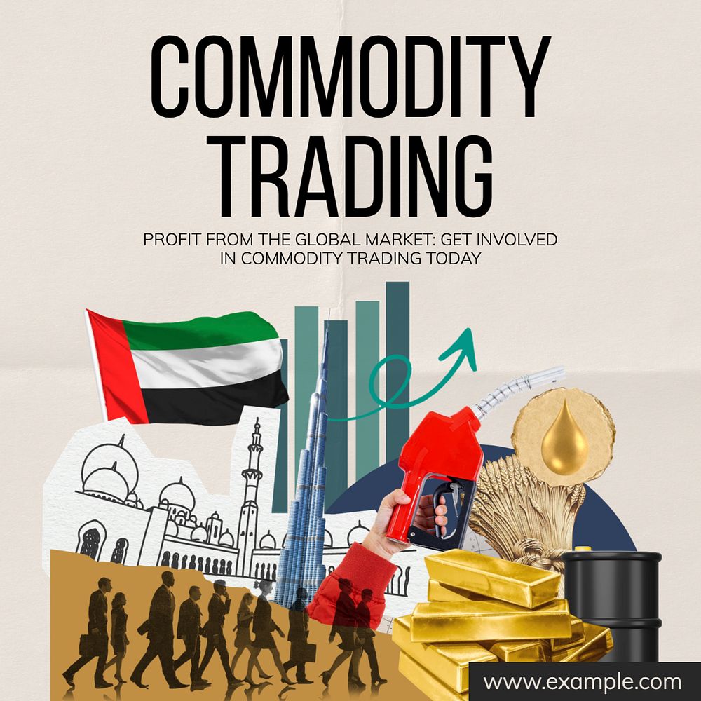 Commodity trading Instagram post template, editable text