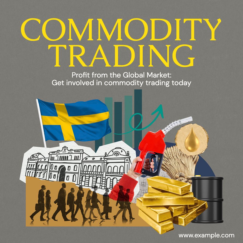 Commodity trading Instagram post template, editable text