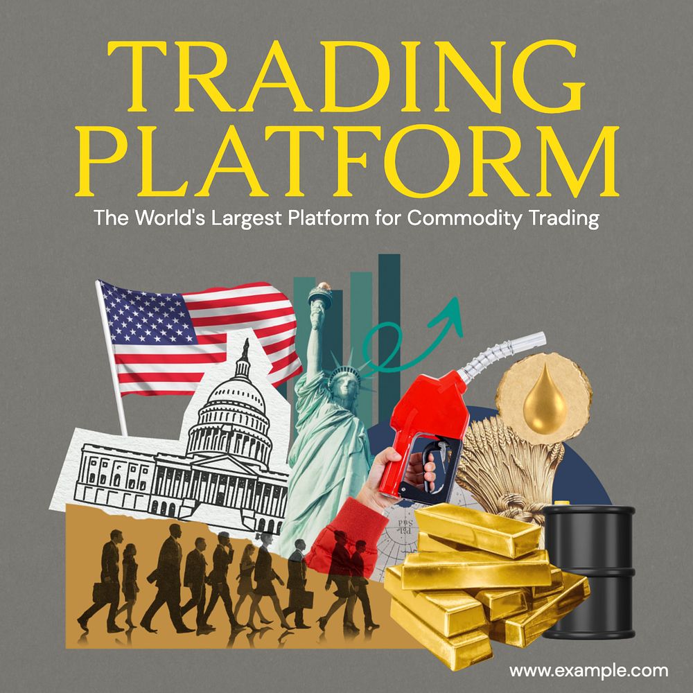 Commodity trading platform Instagram post template, editable text