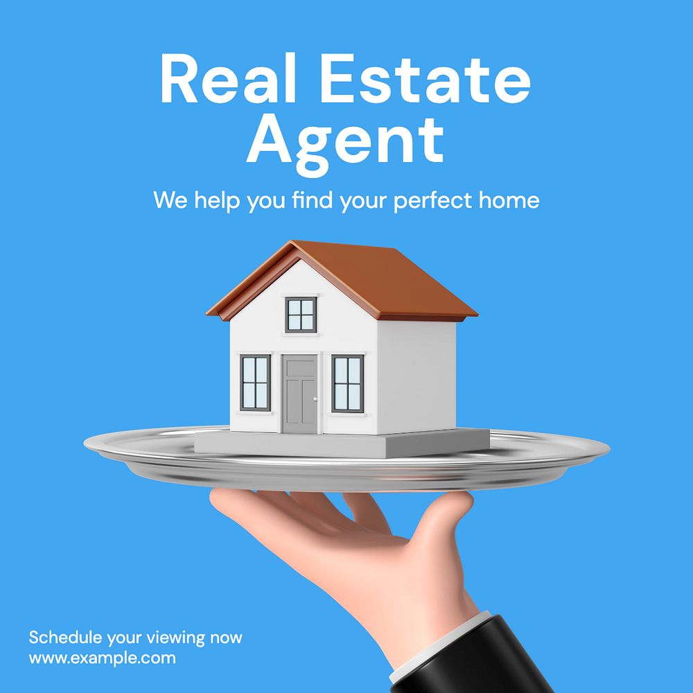 Real estate agent Instagram post template, editable text