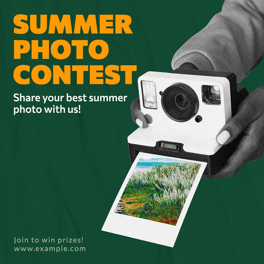 Summer photo contest Instagram post template, editable text