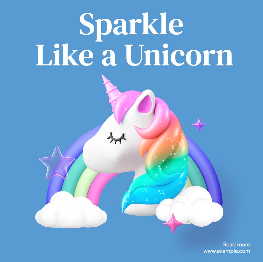 Unicorn quote Instagram post template, editable text