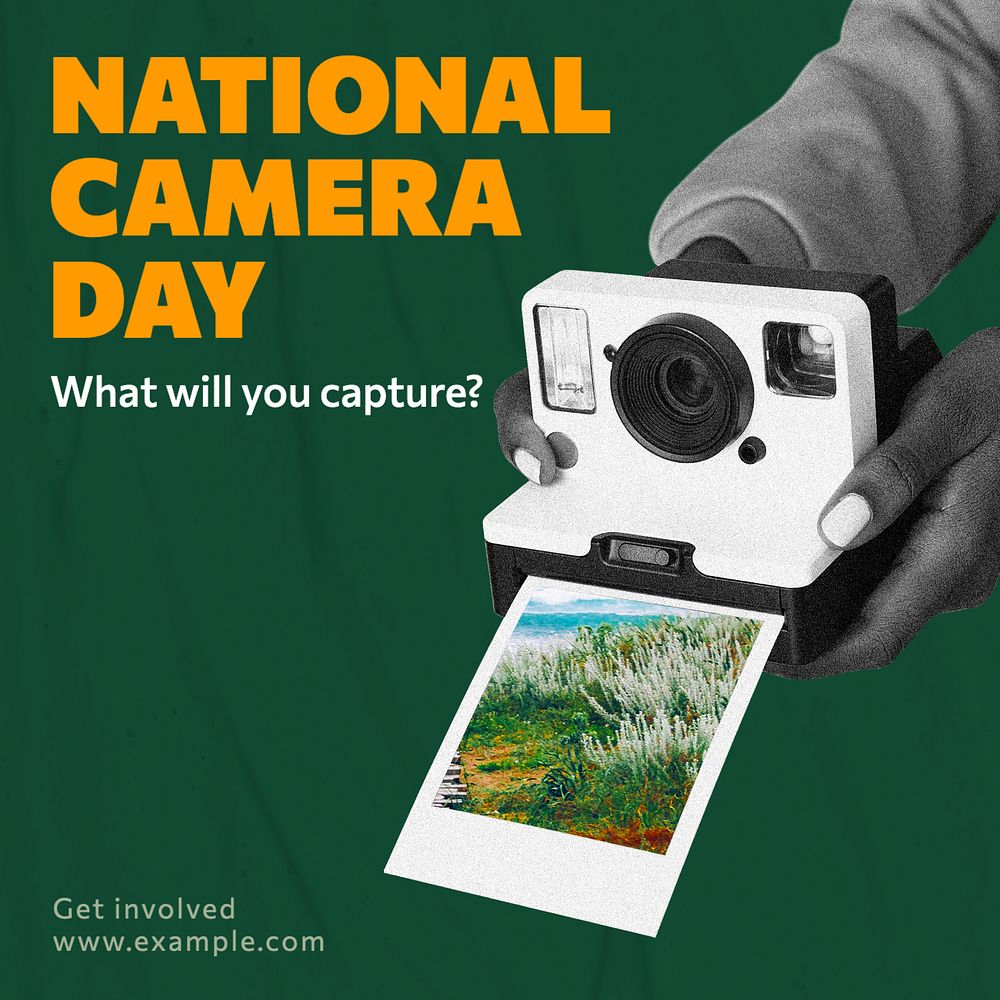 National camera day Instagram post template, editable text