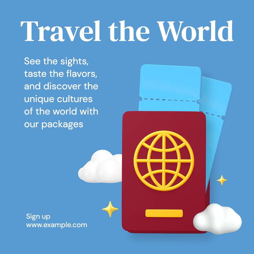 World travel Instagram post template, editable text