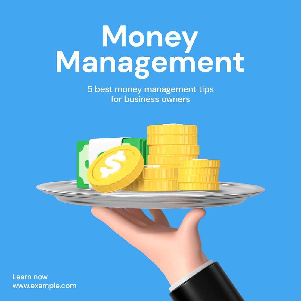 Money management Instagram post template, editable text