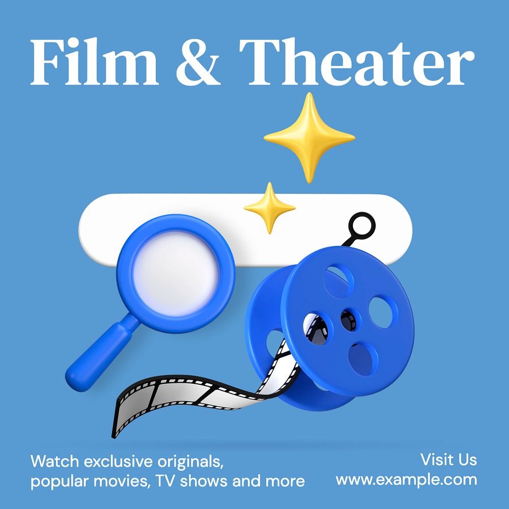 Film & theater Instagram post template, editable text