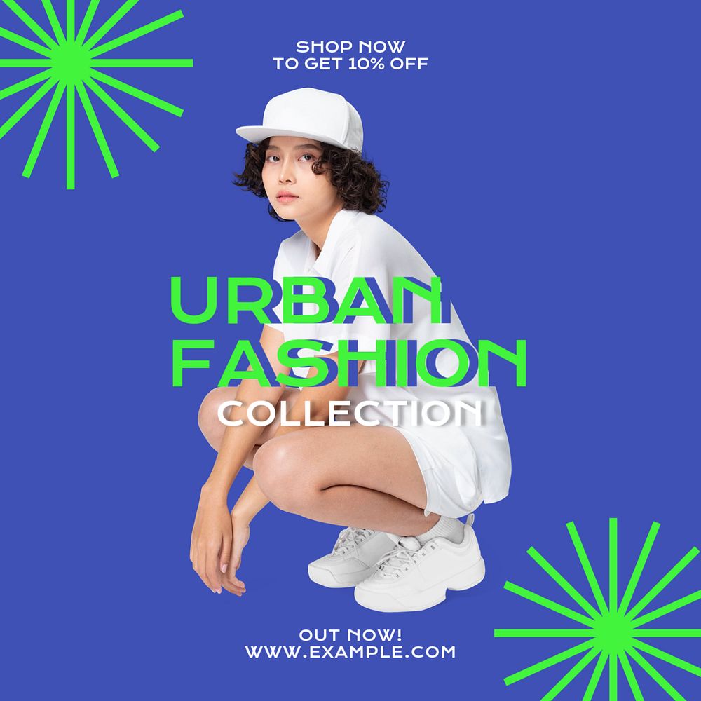 Urban fashion collection  Instagram post template, editable text