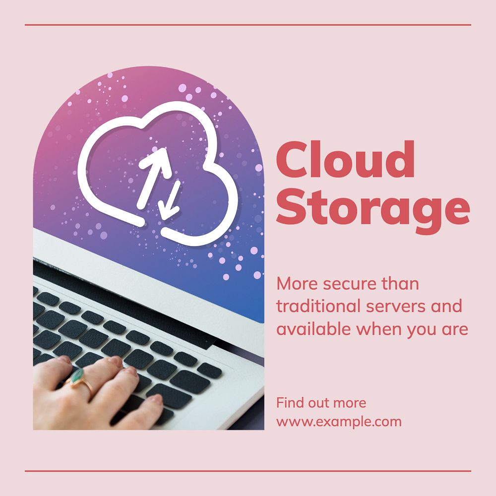 Cloud storage Instagram post template, editable text