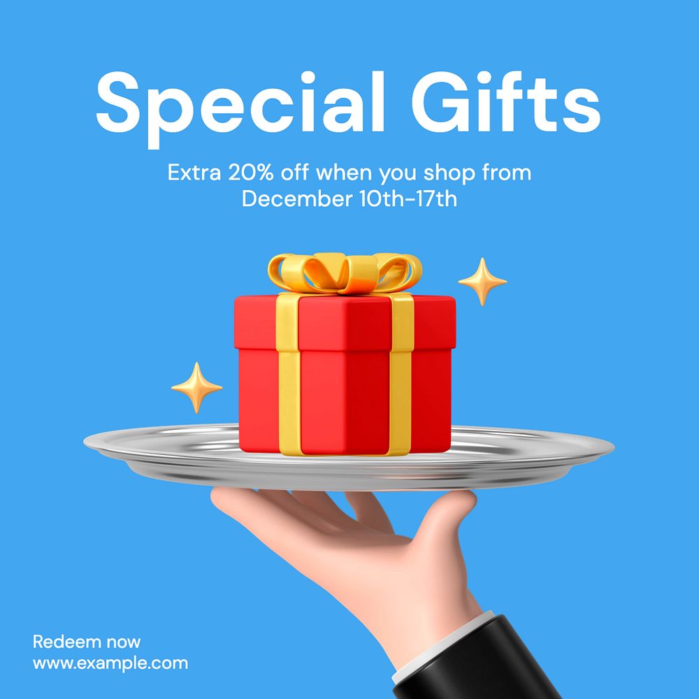 Special gifts Instagram post template, editable text