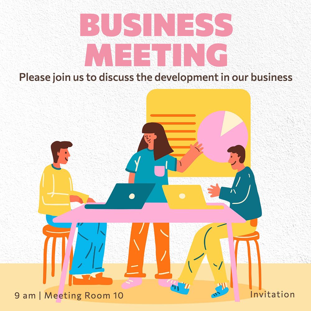 Business meeting Instagram post template, editable text