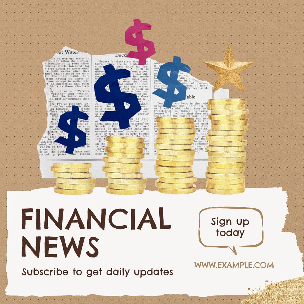 Financial news Instagram post template, editable design