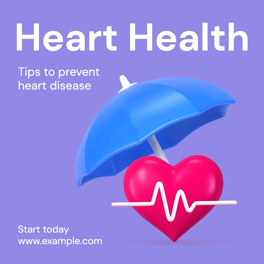 Heart health Instagram post template, editable text