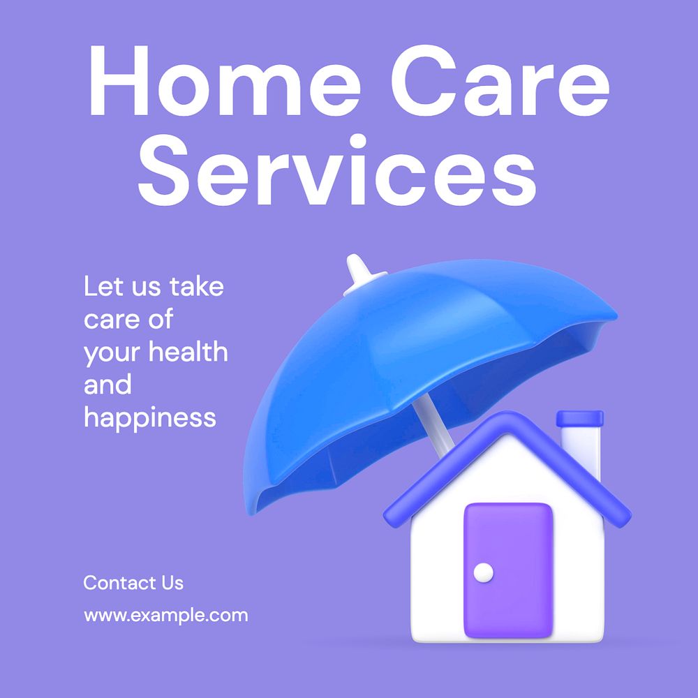 Home care services Instagram post template, editable text