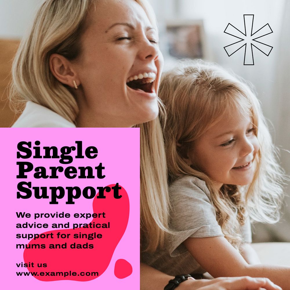 Charity for single parent families Instagram post template, editable text