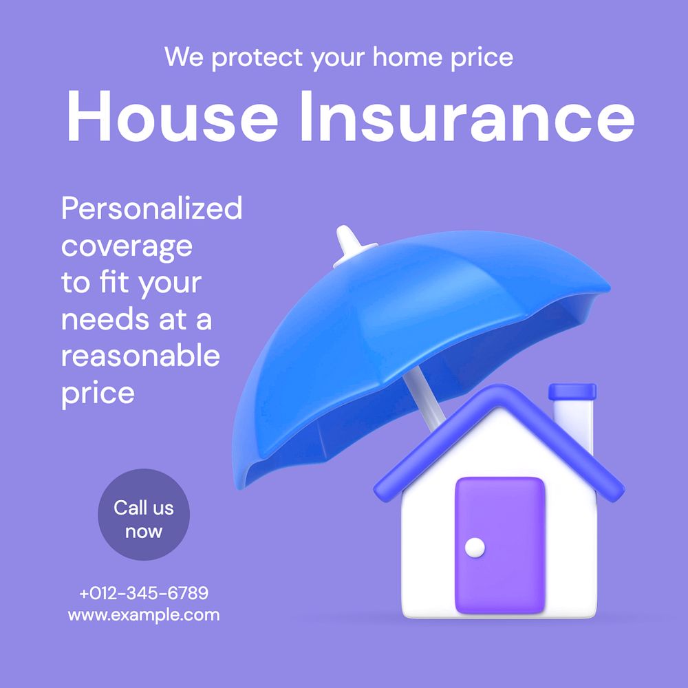 House Insurance Instagram post template, editable text