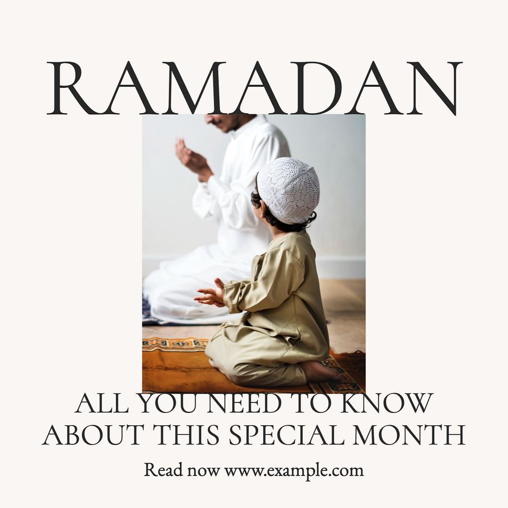 Ramadan Instagram post template, editable text