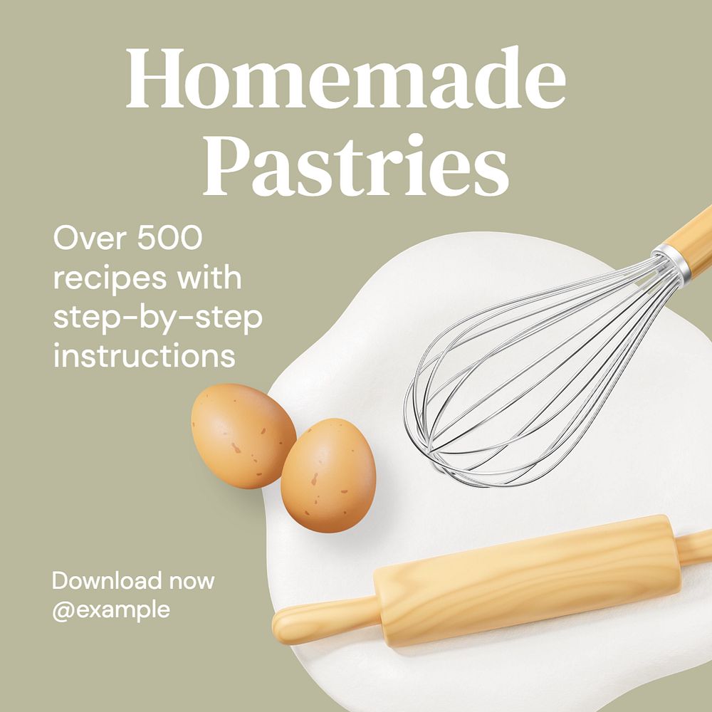 Homemade pastries Instagram post template, editable text