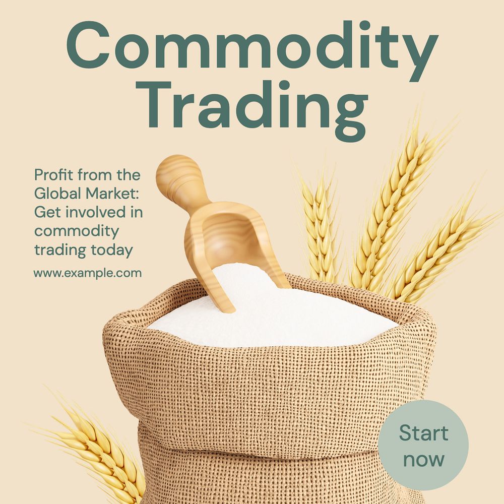 Commodity trading Instagram post template, editable text