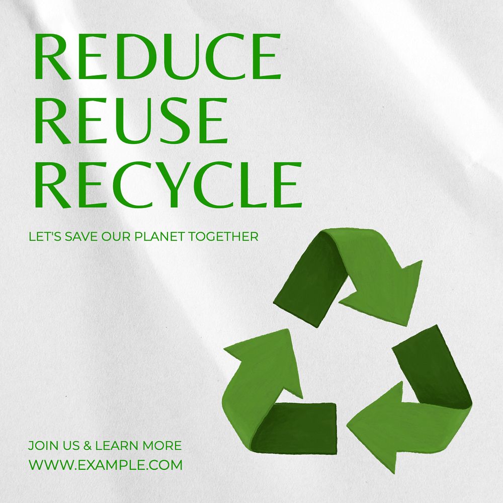 Reduce reuse recycle Instagram post template, editable text