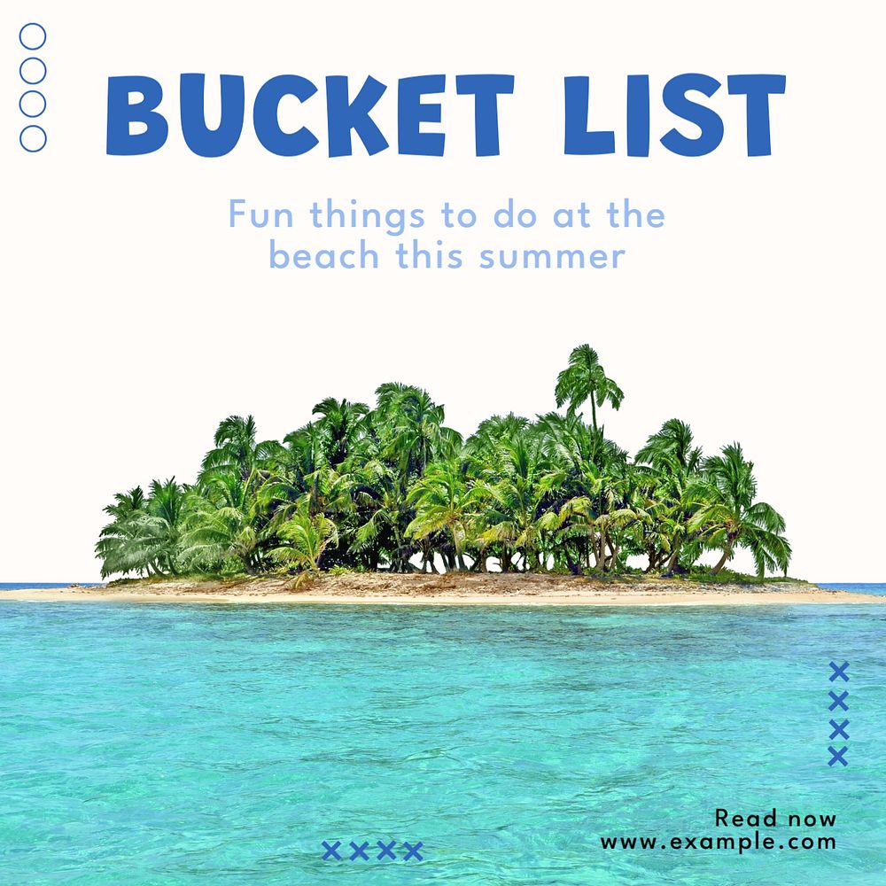 Bucket list Instagram post template, editable text